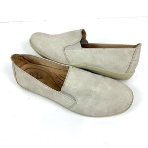 LifeStride Womens 6.5W Stone Gray Dilma Loafers Slip On Texture Non-Slip Flats